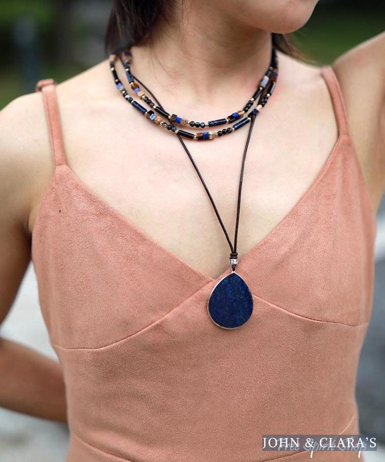 Natural Black Onyx & Jasper Bead Choker Necklace