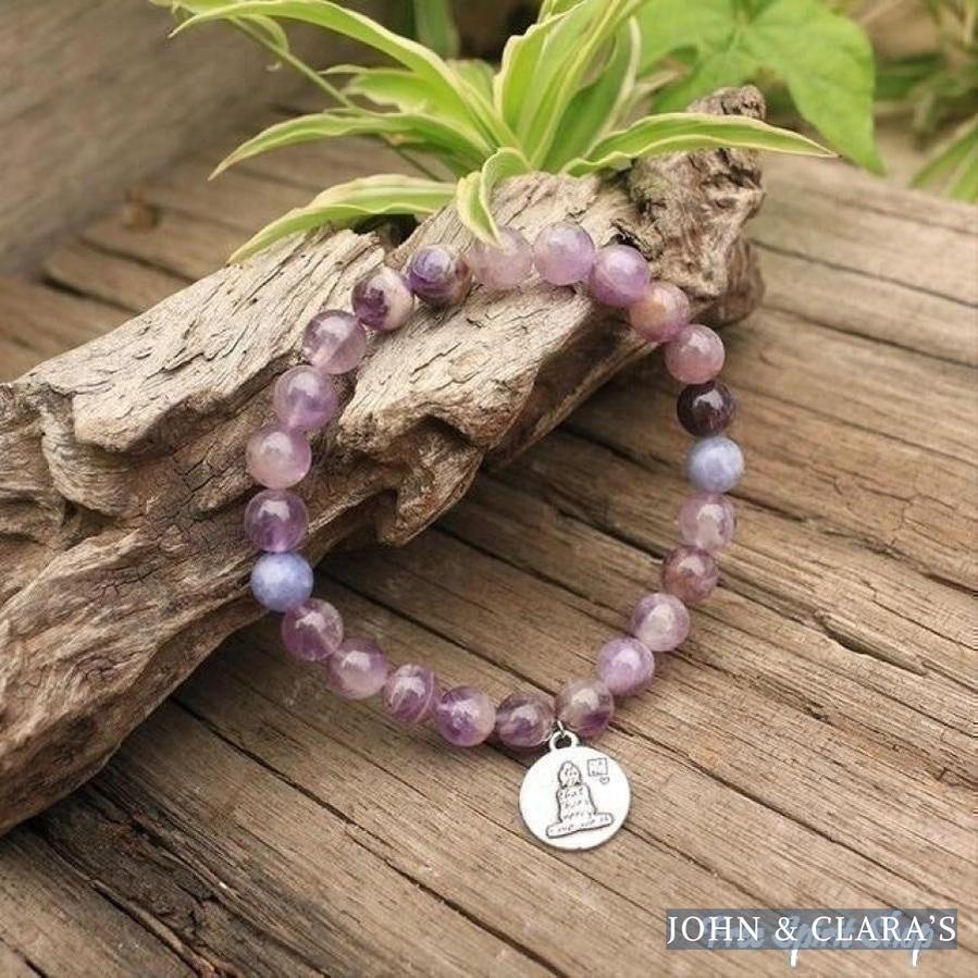 Natural Bright Amethyst & Aquamarine Buddha Bracelet
