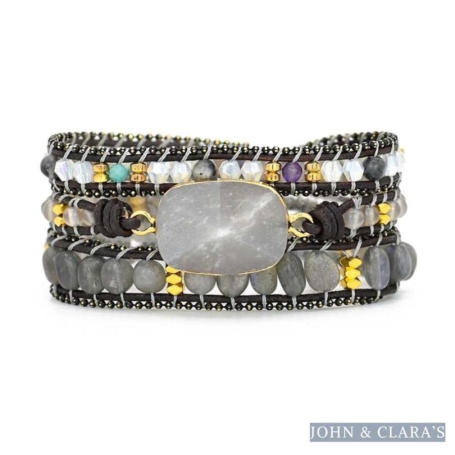 Natural Gray Quartz Wrap Bracelet