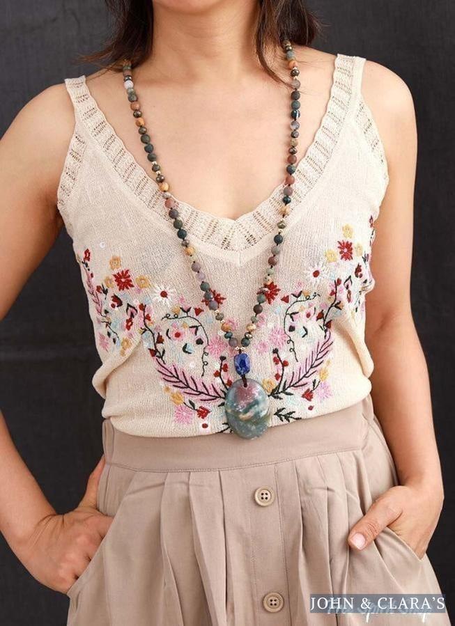 Natural Green Onyx Indian Agate & Lapis Lazuli Beaded Necklace