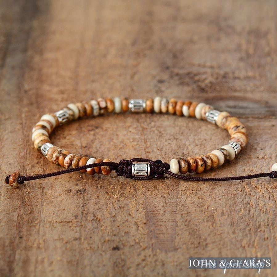 Natural Jasper Disc Beaded Bracelet