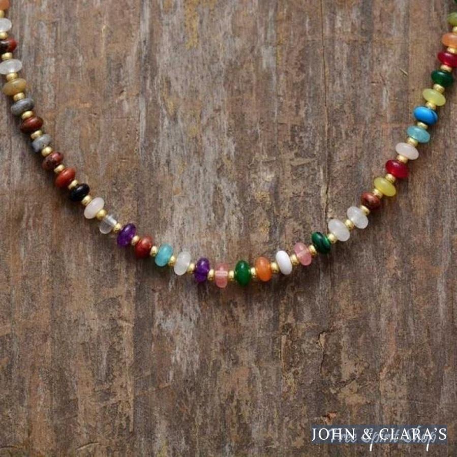 Natural Jasper & Labradorite Stone Bead Choker Necklace