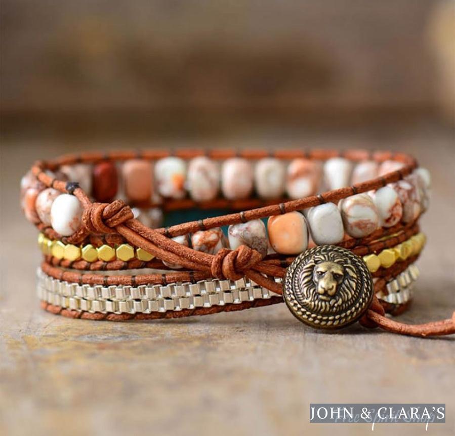 Natural Jasper & Turquoise Howlite Wrap Bracelet