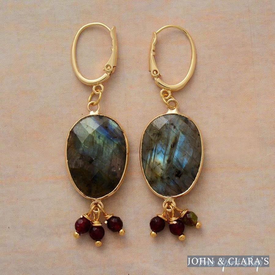 Natural Labradorite & Bead Earrings