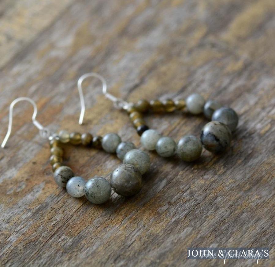 Natural Labradorite Beaded Earrings