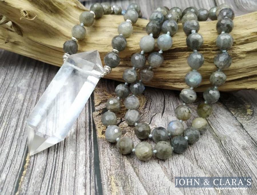 Natural Labradorite & Clear Quartz Necklace