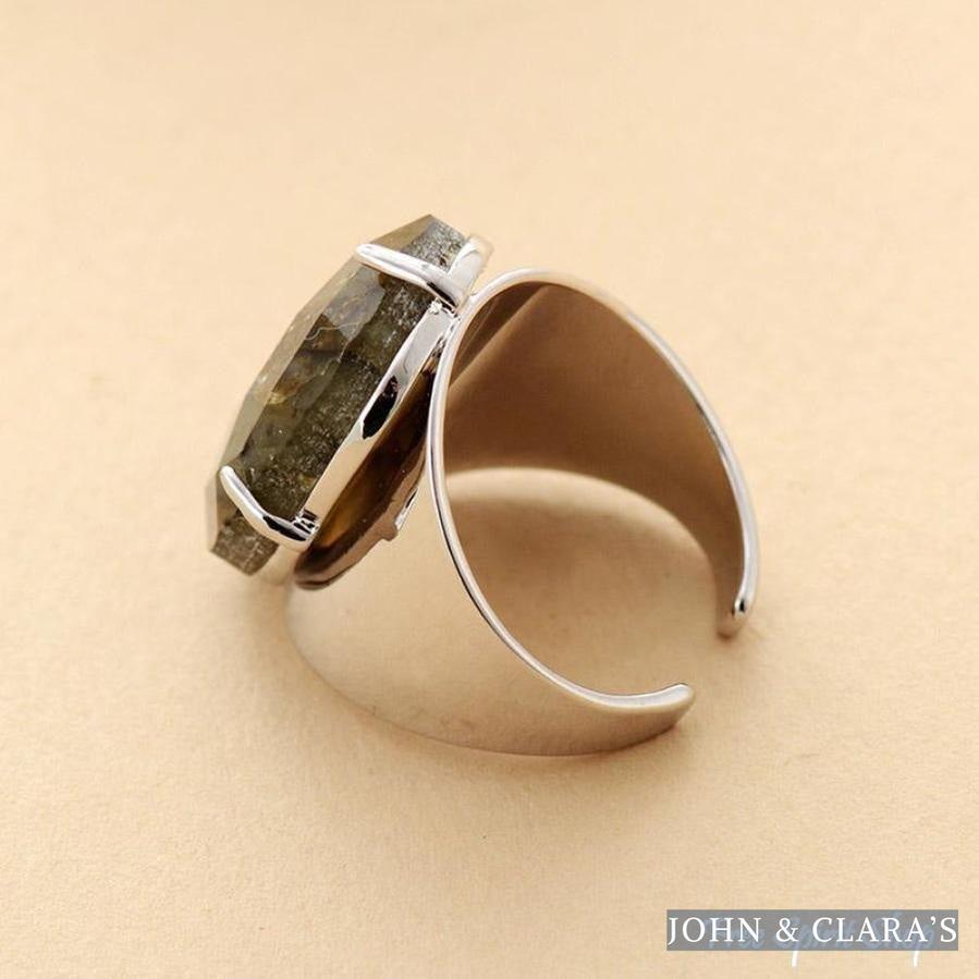 Natural Labradorite Cuff Ring