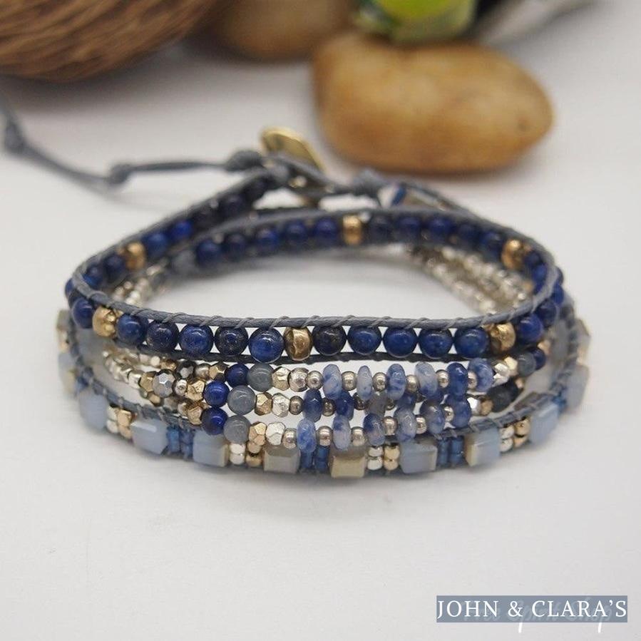 Natural Lapis Lazuli & Blue Aventurine Wrap Bracelet