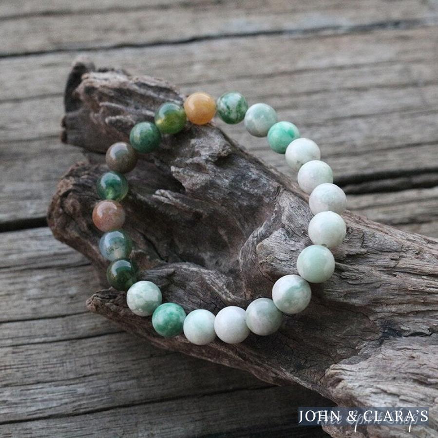 Natural Lucky Jasper & Indian Agate Bead Bracelet