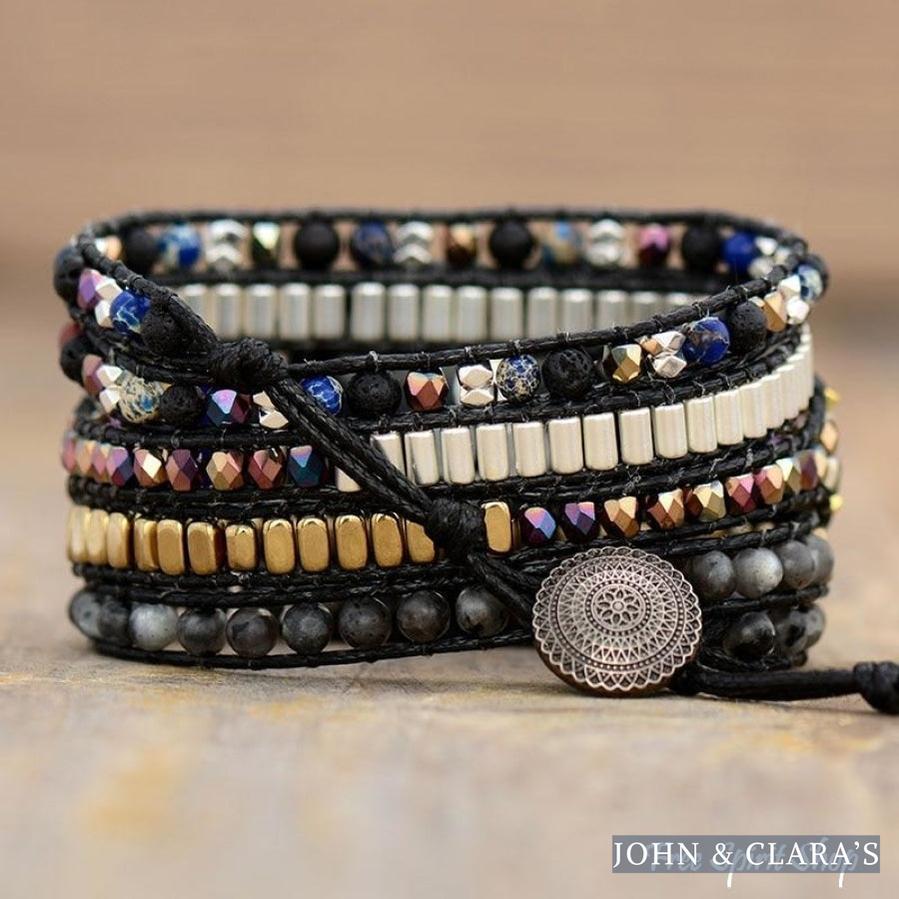 Natural Mix Gemstones Black Apple Watch Band