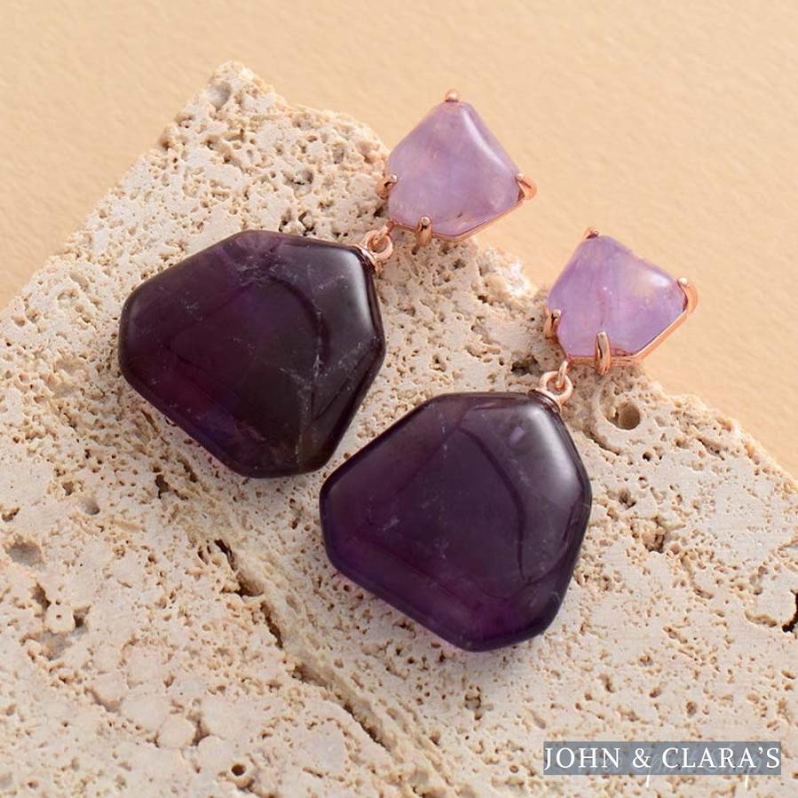 Natural Purple Amethyst Earrings
