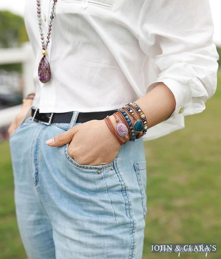 Natural Purple Jasper Rope Wrap Bracelet
