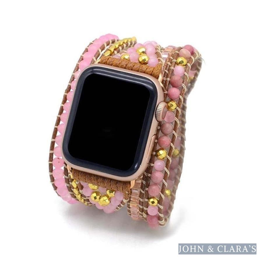 Natural Rhodonite & Rose Quartz Apple Watch Band