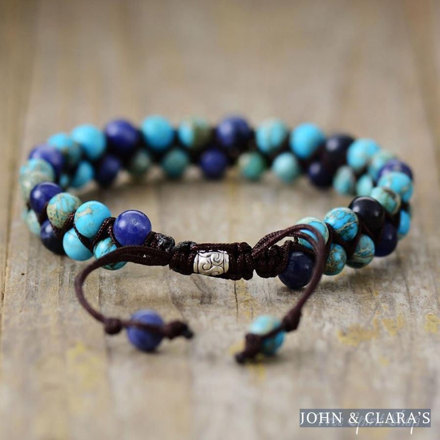 Turquoise Howlite & Blue Sodalite Braided Bracelet
