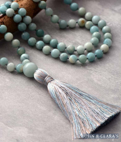 108 Natural Amazonite Mala Bead Necklace