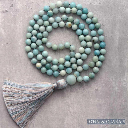 108 Natural Amazonite Mala Bead Necklace