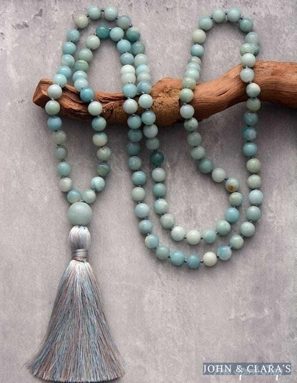 108 Natural Amazonite Mala Bead Necklace