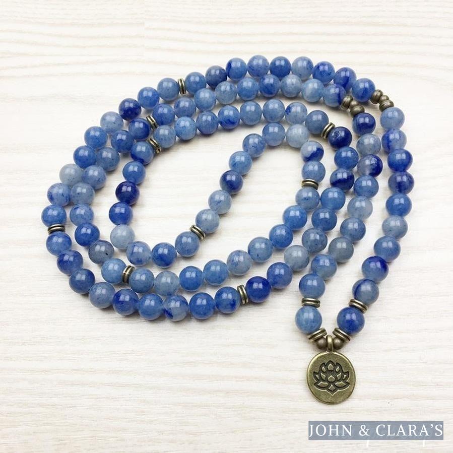 108 Natural Blue Aventurine Stone Mala Prayer Beads Bracelet