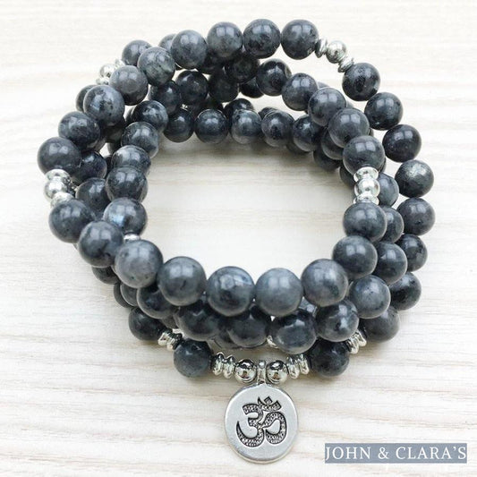 108 Natural Labradorite Stone Mala Bead Bracelet