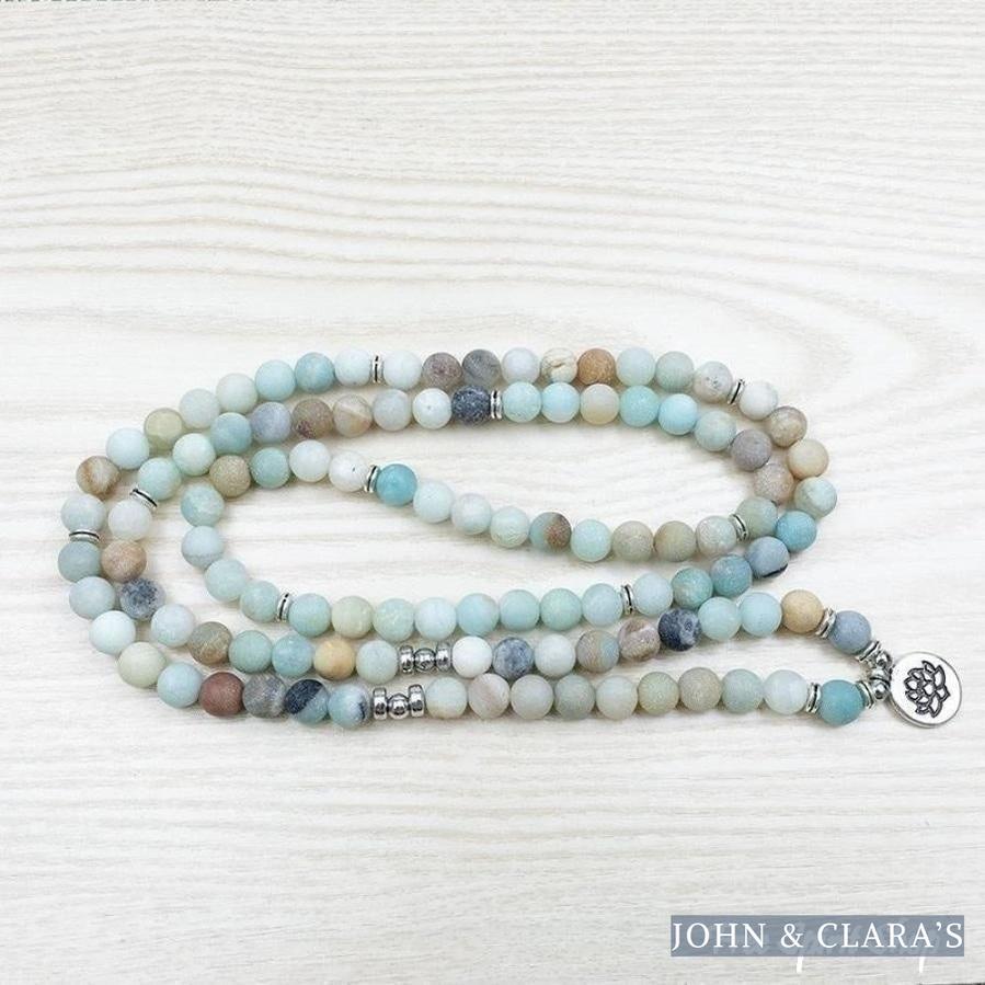 108 Natural Matte Amazonite Stone Mala Prayer Beads