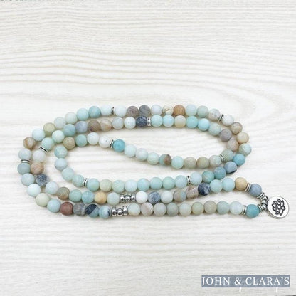 108 Natural Matte Amazonite Stone Mala Prayer Beads