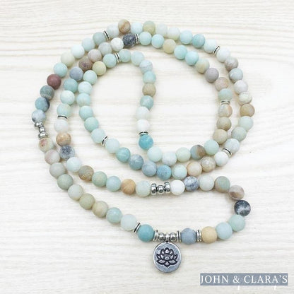 108 Natural Matte Amazonite Stone Mala Prayer Beads
