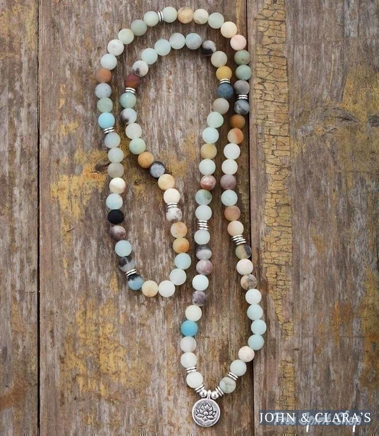 108 Natural Matte Amazonite Stone Mala Prayer Beads