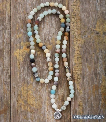 108 Natural Matte Amazonite Stone Mala Prayer Beads