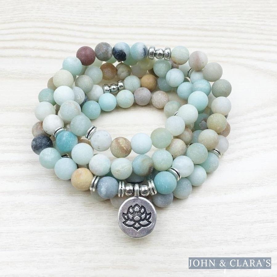 108 Natural Matte Amazonite Stone Mala Prayer Beads