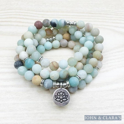 108 Natural Matte Amazonite Stone Mala Prayer Beads