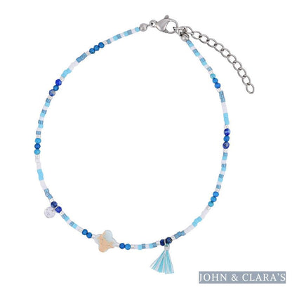 Natural Blue Lapis Lazuli & Apatite Beaded Anklet