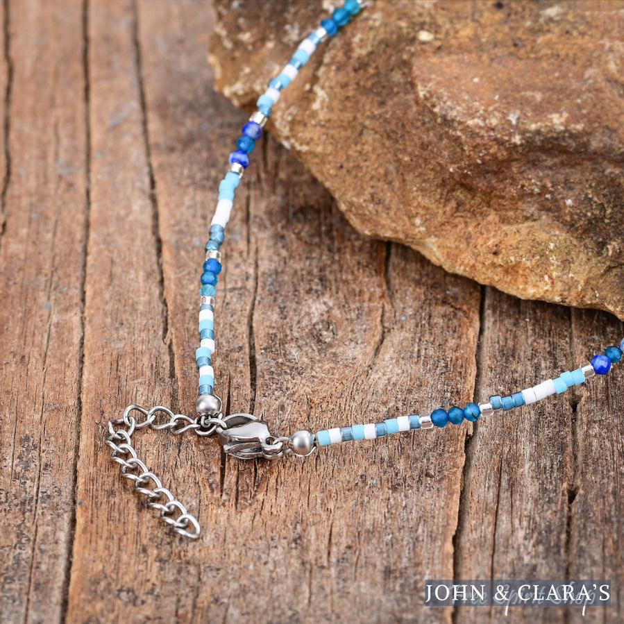 Natural Blue Lapis Lazuli & Apatite Beaded Anklet