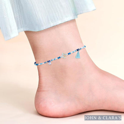 Natural Blue Lapis Lazuli & Apatite Beaded Anklet