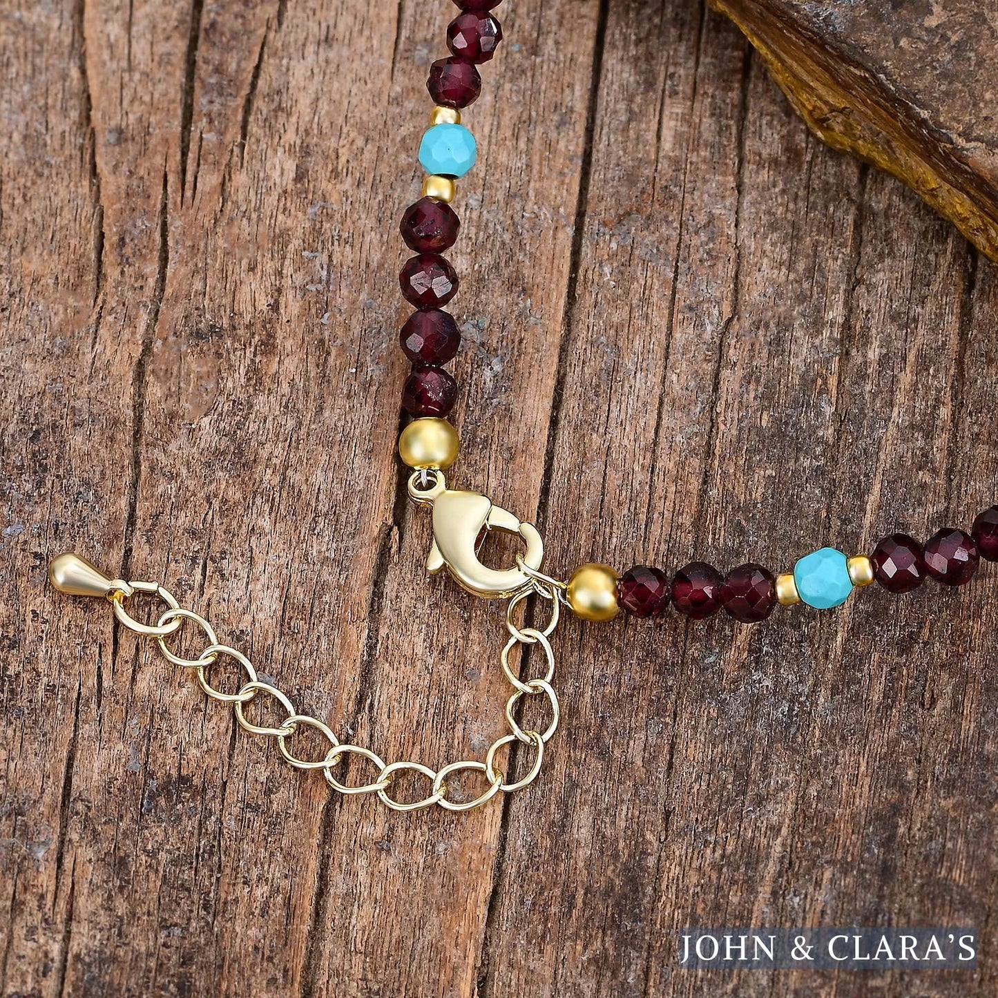 Handmade Garnet & Tiger Eye Bead Anklet