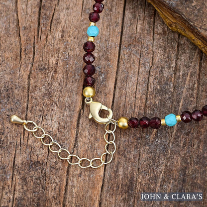 Handmade Garnet & Tiger Eye Bead Anklet