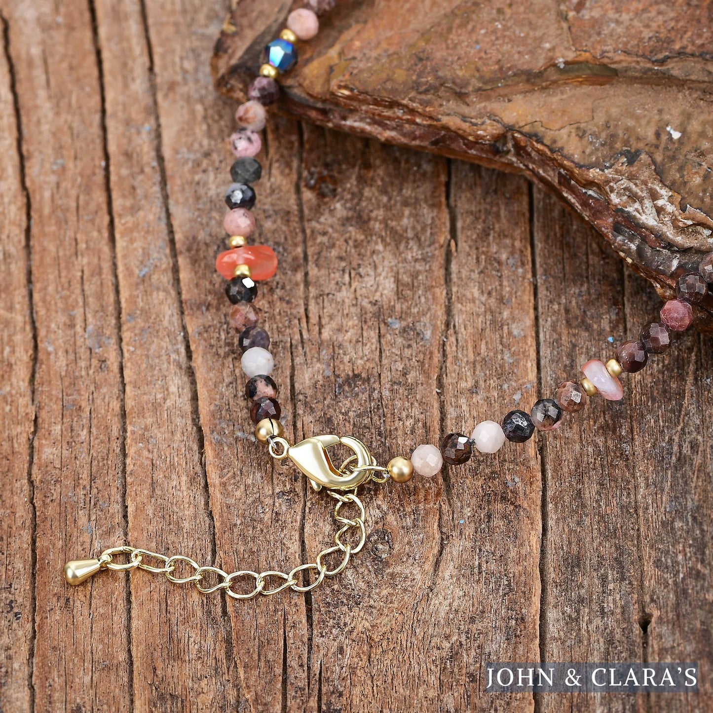 Natural Rhodonite & Carnelian Stone Beaded Anklet