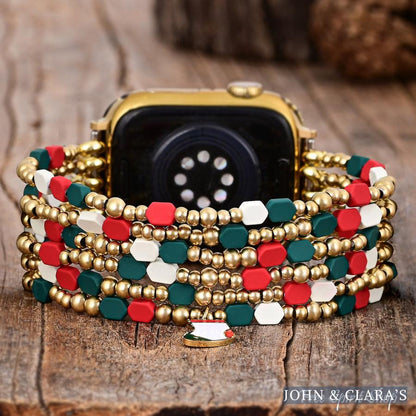 Festive Cheer Christmas Apple Watch Band in Red & Green