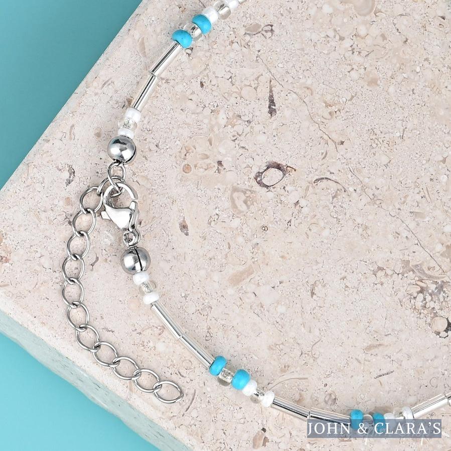 Turquoise & Starfish Charm Beaded Anklet