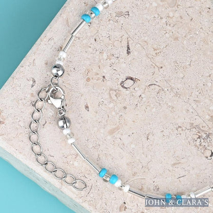 Turquoise & Starfish Charm Beaded Anklet