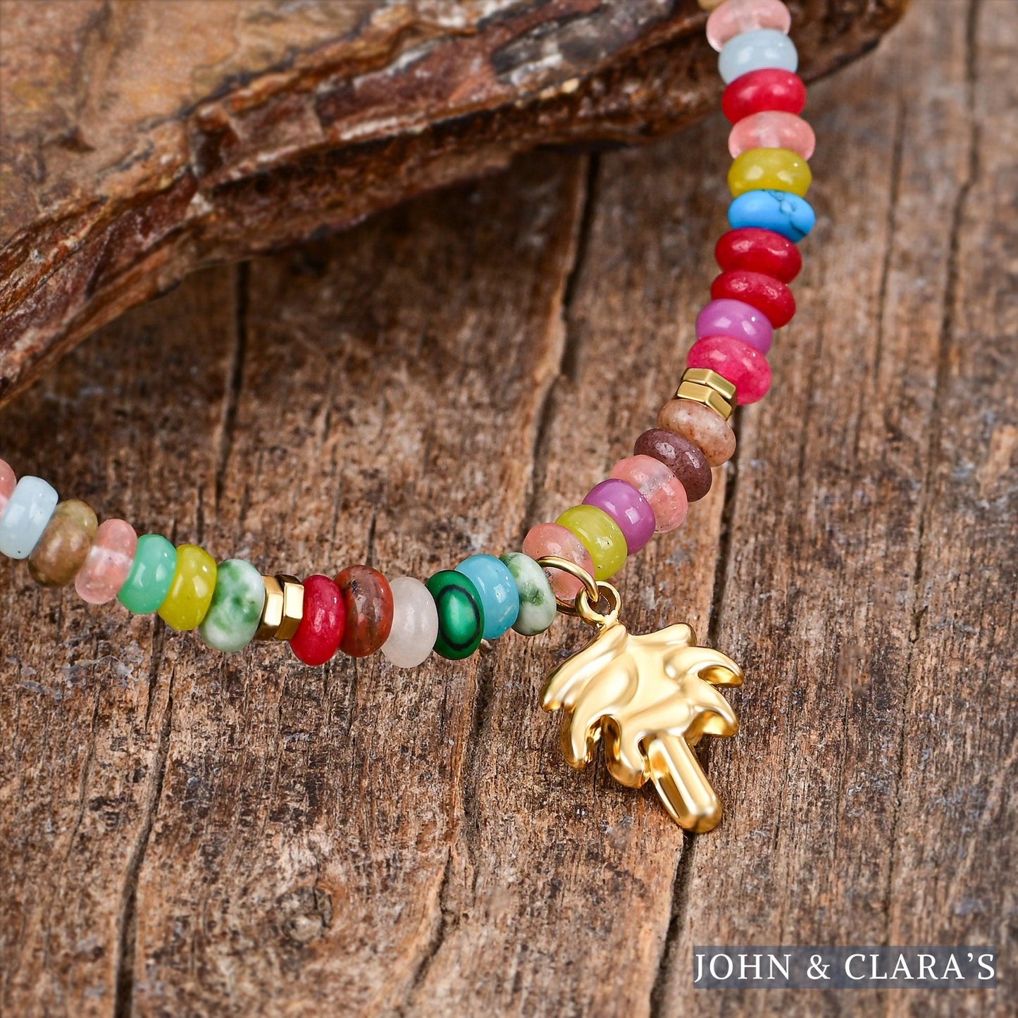 Multicolor Bead Anklet With Palm Tree Charm