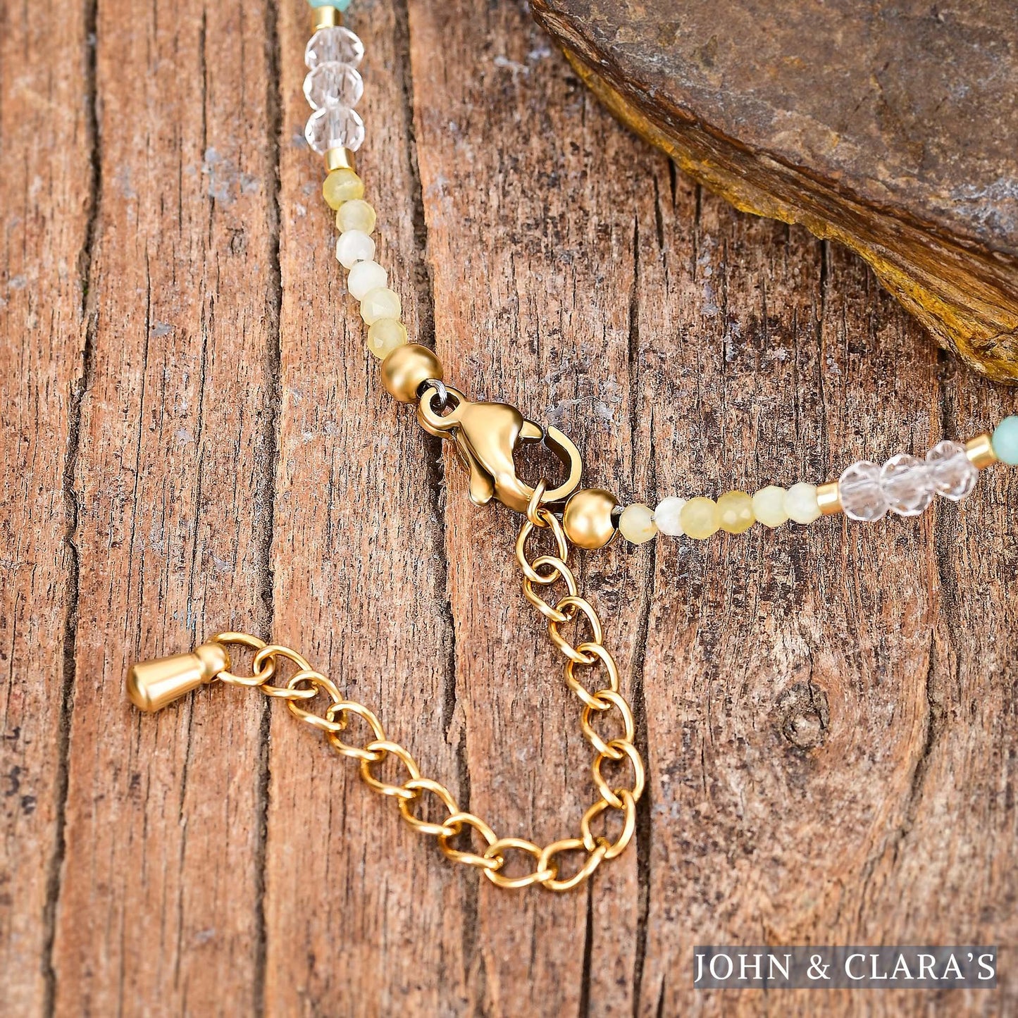 Natural Amazonite Clover & Yellow Citrine Bead Anklet