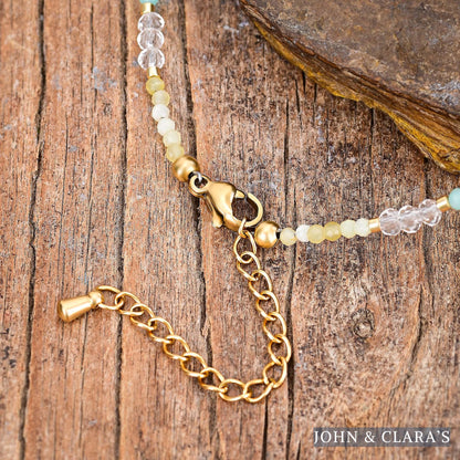 Natural Amazonite Clover & Yellow Citrine Bead Anklet