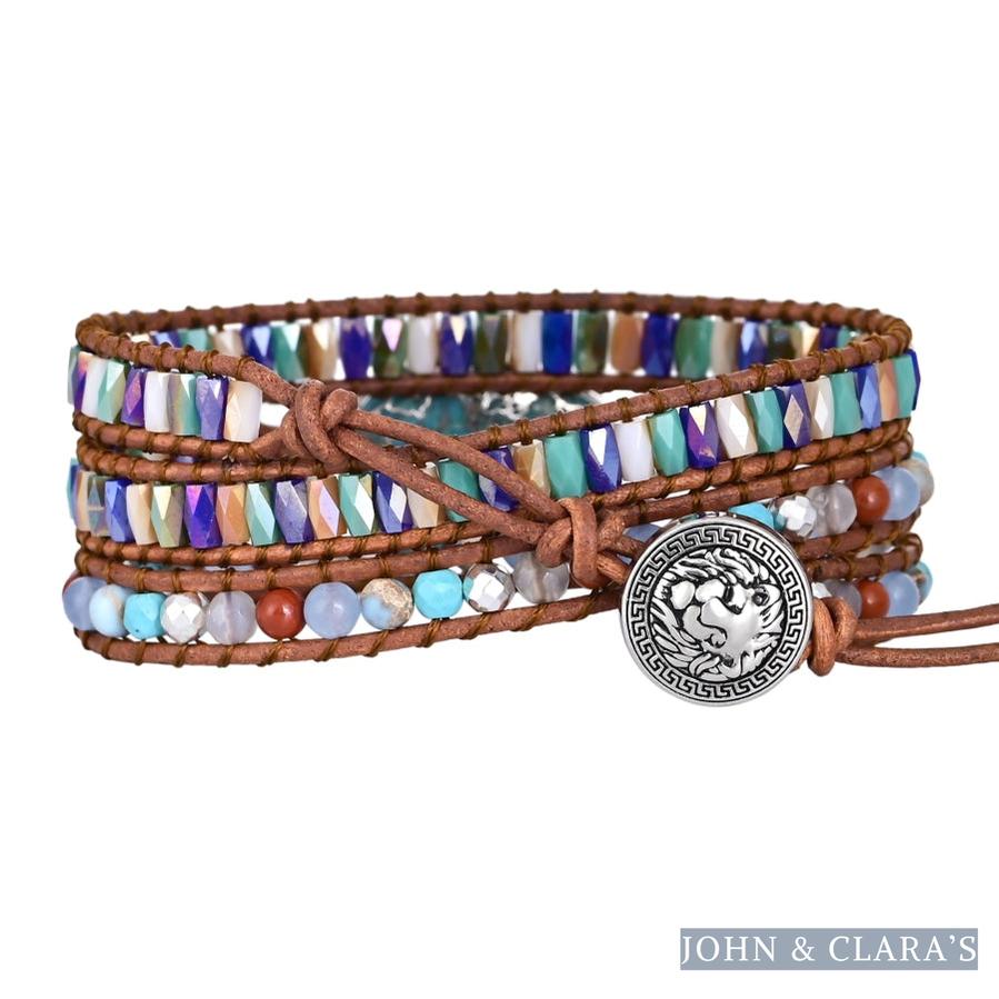 Natural Turquoise & Jasper Wrap Bracelet