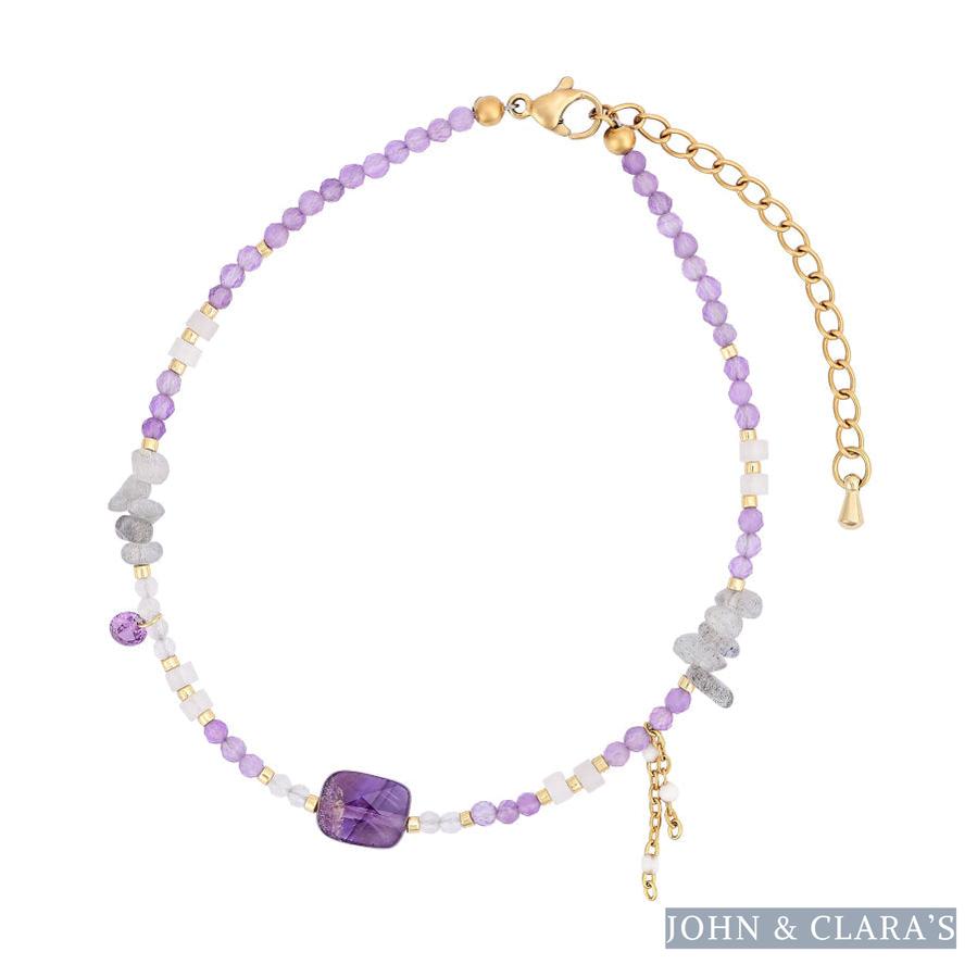 Natural Amethyst & Labradorite Beaded Anklet