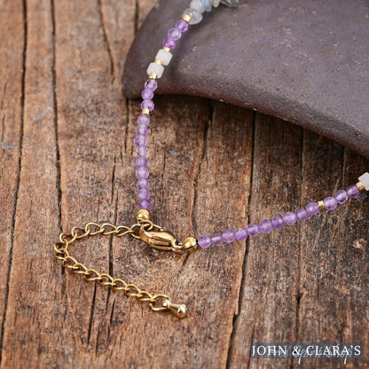 Natural Amethyst & Labradorite Beaded Anklet