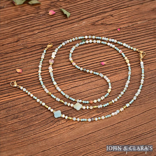4-in-1 Natural Amazonite Clover Beaded Chain
