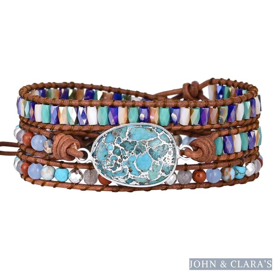 Natural Turquoise & Jasper Wrap Bracelet