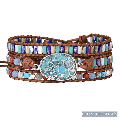 Natural Turquoise & Jasper Wrap Bracelet