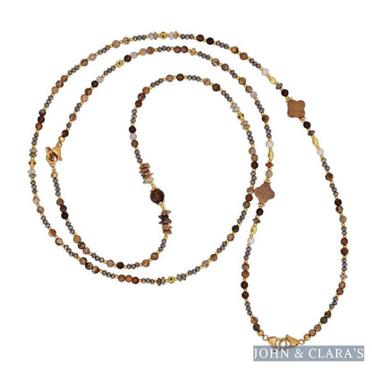 4-in-1 Natural Picture Jasper Clover Beaded Chain