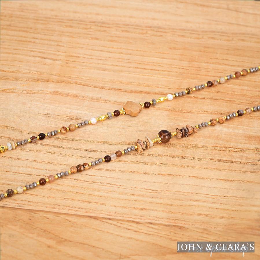 4-in-1 Natural Picture Jasper Clover Beaded Chain